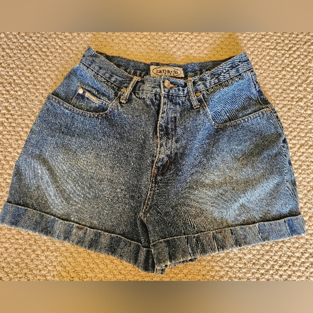 Zana Di Vintage 100% Cotton Denim Shorts 28" Waist Size 9/10 High Rise Cuffed